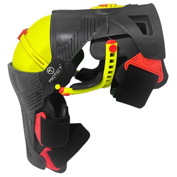 Joelheira articulada protect t8 motocross preto fluor - Joelheira